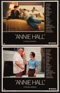 3p593 ANNIE HALL 2 LCs '77 cool images of director & star Woody Allen, a nervous romance!