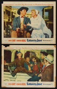 3p637 CALAMITY JANE 2 LCs '53 pretty cowgirl Doris Day in title role w/Howard Keel!