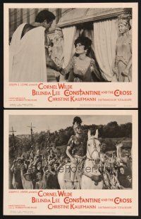3p655 CONSTANTINE & THE CROSS 2 LCs '62 Cornel Wilde on horesback, sexy Belinda Lee!