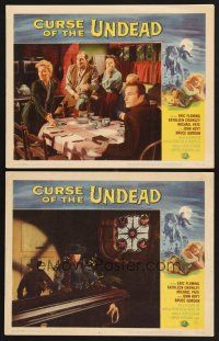 3p658 CURSE OF THE UNDEAD 2 LCs '59 top five stars at table staring in shock, undead Michael Pate!