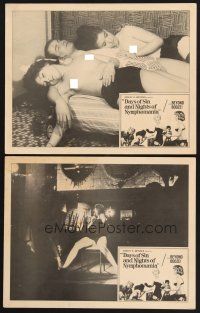 3p669 DAYS OF SIN & NIGHTS OF NYMPHOMANIA 2 LCs '65 Radley Metzger presents, topless girls sleeping!