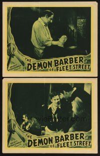 3p675 DEMON BARBER OF FLEET STREET 2 LCs '39 horror images of Tod Slaughter as Sweeney Todd!