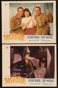 3p679 DISASTER 2 LCs '48 Richard Denning, Trudy Marshall, a towering drama of love & thrills!