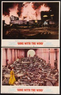3p725 GONE WITH THE WIND 2 LCs R68 Atlanta burns & Vivien Leigh is appalled, all-time classic!