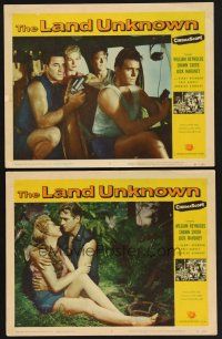 3p786 LAND UNKNOWN 2 LCs '57 Jock Mahoney & Shirley Patterson in a paradise of hidden terrors!