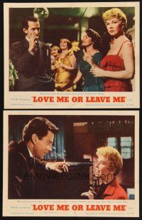 3p794 LOVE ME OR LEAVE ME 2 LCs '55 sexy Doris Day as famed Ruth Etting, Cameron Mitchell!