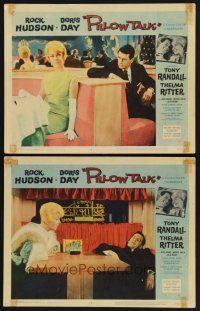3p844 PILLOW TALK 2 LCs '59 Tony Randall, bachelor Rock Hudson loves pretty career girl Doris Day!