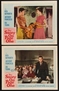 3p927 STORY ON PAGE ONE 2 LCs '60 Rita Hayworth, Anthony Franciosa, Gig Young!