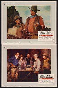 3p982 WAR WAGON 2 LCs '67 cowboys Robert Walker, Keenan Wynn, John Wayne & Kirk Douglas!