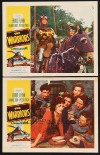 3p983 WARRIORS 2 LCs '55 Errol Flynn, Joanne Dru & Peter Finch in medieval action!