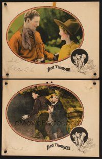 3p992 WILD BULL'S LAIR 2 LCs '25 Fred Thomson & Catherine Bennett in silent cowboy western action!