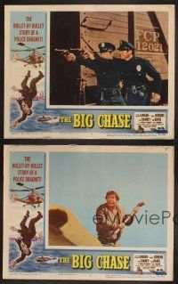 3p093 BIG CHASE 4 LCs '54 Glenn Langan falling from helicopter, plus crazed Lon Chaney Jr!