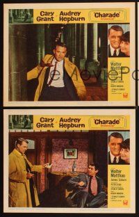 3p340 CHARADE 3 LCs '63 James Coburn, tough Cary Grant & sexy Audrey Hepburn!