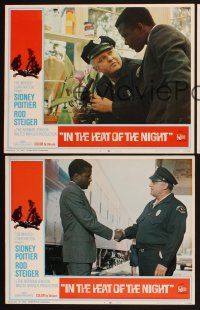 3p401 IN THE HEAT OF THE NIGHT 3 LCs '67 Sidney Poitier, Rod Steiger, Warren Oates, cool crime art!