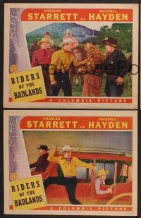 3p481 RIDERS OF THE BADLANDS 3 LCs '41 Charles Starrett, Russell Hayden gunning for bad men!