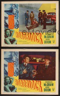 3p485 ROADBLOCK 3 LCs '51 Charles McGraw & Joan Dixon in crime film noir!