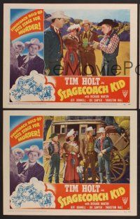 3p507 STAGECOACH KID 3 LCs '49 cowboy Tim Holt, masked bandit holds up stage!