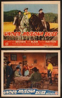 3p041 UNDER ARIZONA SKIES 8 LCs '46 Johnny Mack Brown, Reno Browne & Raymond Hatton on horseback!