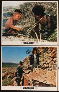 3p296 WALKABOUT 4 LCs '71 Jenny Agutter & Luc Roeg follow David Gulpilil in the Australian Outback!