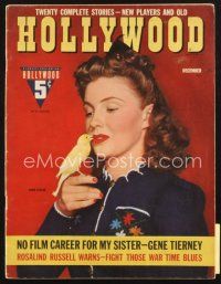 3r108 HOLLYWOOD magazine December 1942 great portrait of Joan Leslie with canary!