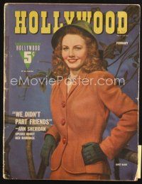 3r110 HOLLYWOOD magazine February 1943 great smiling portrait of pretty Janet Blair!