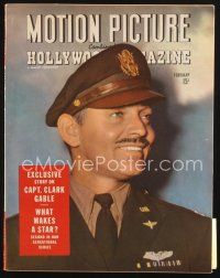 3r095 MOTION PICTURE magazine February 1944 head & shoulders portrait of Captain Clark Gable!