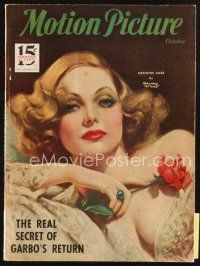 3r088 MOTION PICTURE magazine October 1933 art of sexiest Adrienne Ames by Marland Stone!