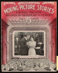 3r072 MOVING PICTURE STORIES magazine February 21, 1913 art of audience watching The Strike Leader!