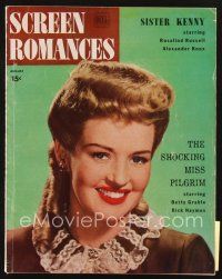 3r099 SCREEN ROMANCES magazine August 1946 head & shoulders smiling portrait of Betty Grable!