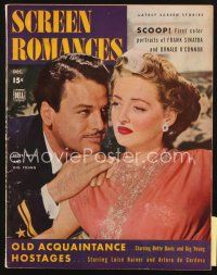 3r097 SCREEN ROMANCES magazine December 1943 great close up of Bette Davis & Gig Young!