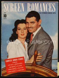 3r096 SCREEN ROMANCES magazine July 1941 Clark Gable & Rosalind Russell at ship's helm!