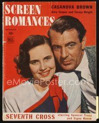 3r098 SCREEN ROMANCES magazine September 1944 Gary Cooper & Teresa Wright in Casanova Brown!