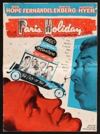 3r258 PARIS HOLIDAY pressbook '58 Bob Hope, Fernandel, sexy Anita Ekberg & Martha Hyer!