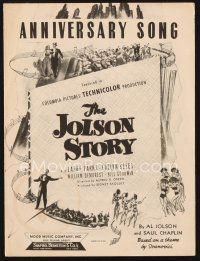 3r156 JOLSON STORY sheet music '46 Larry Parks & Evelyn Keyes, Anniversary Song!