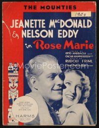 3r168 ROSE MARIE sheet music '36 Jeanette MacDonald & Nelson Eddy, The Mounties!