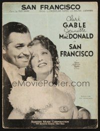 3r170 SAN FRANCISCO sheet music '36 Clark Gable & sexy Jeanette MacDonald, San Francisco!