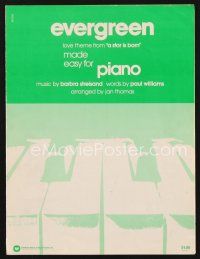 3r173 STAR IS BORN sheet music '77 the love theme from the movie, Evergreen!