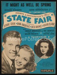 3r174 STATE FAIR sheet music '45 Jeanne Crain, Dick Haymes, Blaine, It Might As Well Be Spring!