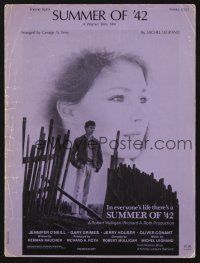3r175 SUMMER OF '42 sheet music '71 Jennifer O'Neill!, the main theme by Michel Legrand!