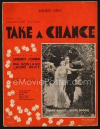 3r176 TAKE A CHANCE sheet music '33 Buddy Rogers & June Knight, dice images, Night Owl!