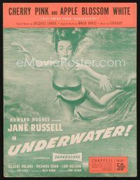 3r179 UNDERWATER sheet music '55 art of Jane Russell, Cherry Pink and Apple Blossom White!