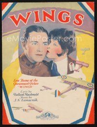 3r183 WINGS sheet music '27 William Wellman Best Picture winner, Clara Bow & Buddy Rogers, Wings!
