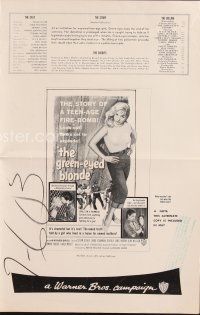 3r227 GREEN-EYED BLONDE pressbook '57 sexy smoking bad girl Susan Oliver in tight sweater & jeans!