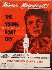 3r284 YOUNG DON'T CRY pb '57 giant close up & smiling portrait of Sal Mineo, too tough for tears!