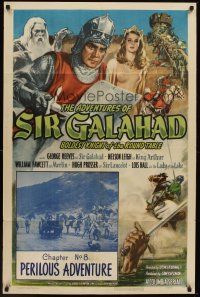 3s017 ADVENTURES OF SIR GALAHAD chapter 8 1sh '49 George Reeves, serial, Perilous Adventure!