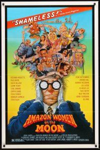 3s028 AMAZON WOMEN ON THE MOON 1sh '87 Joe Dante, cool wacky artwork of cast by William Stout!