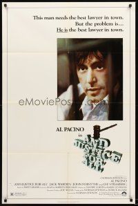 3s031 AND JUSTICE FOR ALL 1sh '79 directed by Norman Jewison, Al Pacino is out of order!