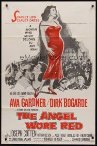 3s032 ANGEL WORE RED 1sh '60 sexy full-length Ava Gardner, Dirk Bogarde has a price on his head!