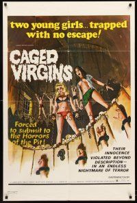 3s113 CAGED VIRGINS 1sh '73 Marie Castel, Mireille D'Argent, sexy girls trapped with no escape!