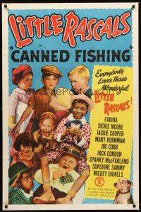 3s123 CANNED FISHING 1sh R51 Our Gang, Little Rascals, Farina, Joe Cobb, Spanky, Sunshine Sammy!